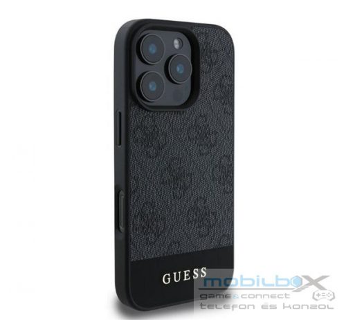 Guess 4G Bottom Stripe Apple iPhone 16 Pro hátlap tok, szürke UHCP16LG4GLGR