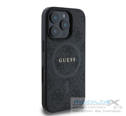 Guess 4G Ring Classic Logo Apple iPhone 16 Pro hátlap tok, fekete/barna GUHMP16LG4GFRK