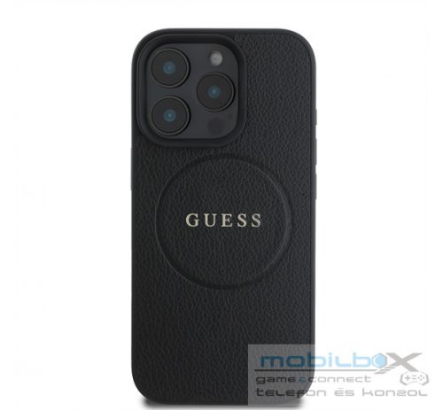 Guess Grained Gold Ring MagSafe Apple iPhone 16 Pro hátlap tok, fekete/barna GUHMP16LPGHSMMK