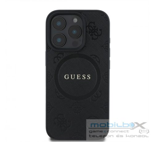 Guess Saffiano Peony Classic Logo Apple iPhone 16 Pro hátlap tok, fekete/barna GUHMP16LPSAPSMEK