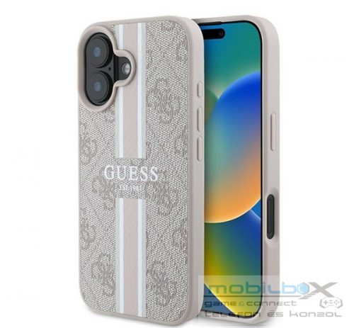 Guess 4G Printed Stripes MagSafe Apple iPhone 16 Plus hátlap tok, rózsaszín GUHMP16MP4RPSP