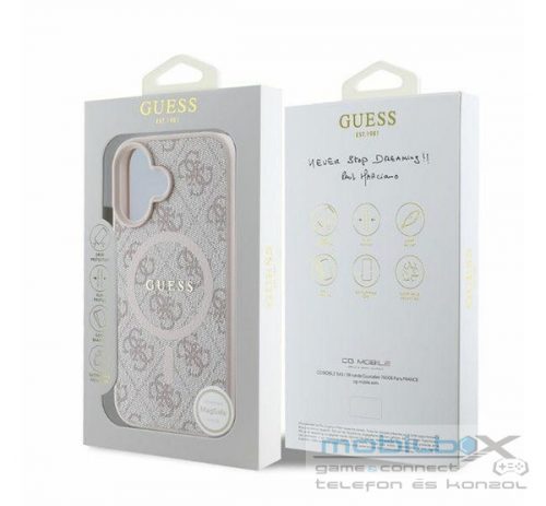 Guess 4G Ring Classic Logo Apple iPhone 16 hátlap tok, rózsaszín GUHMP16SG4GFRP