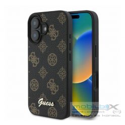   Guess Peony Script Apple iPhone 16 MagSafe kompatibilis hátlap tok, fekete/barna GUHMP16SPGPYSK