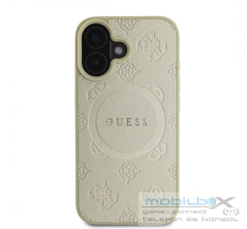 Guess Saffiano Peony Classic Logo Apple iPhone 16 hátlap tok, arany GUHMP16SPSAPSMED