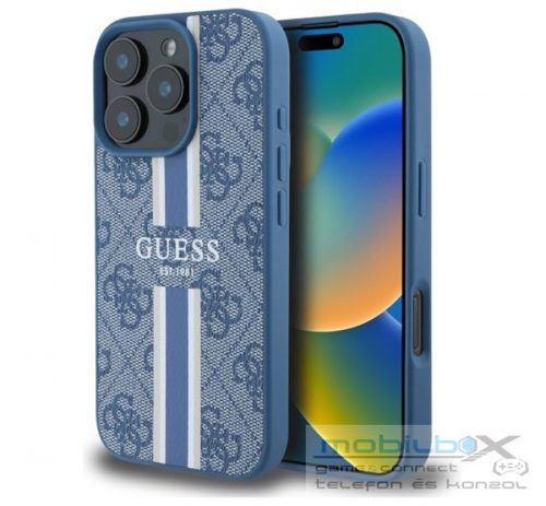 Guess 4G Printed Stripes MagSafe Apple iPhone 16 Pro Max hátlap tok, kék GUHMP16XP4RPSB