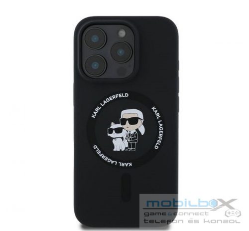 Karl Lagerfeld Silicone KC Heads Ring  Apple iPhone 16 Pro hátlap tok, fekete KLHMP16LSCMKCRHK