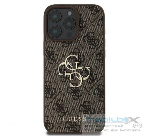 Guess PU 4G Metal Logo Apple iPhone 16 Pro hátlap tok, barna