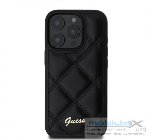 Guess PU Leather Quilted Apple iPhone 16 Pro hátlap tok, fekete