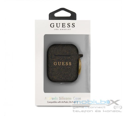 Guess Silicone Apple AirPods 1/2 tok, fekete