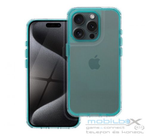 Matrix Apple iPhone 15 Pro Max hátlap tok kameravédő peremmel, zöld/menta