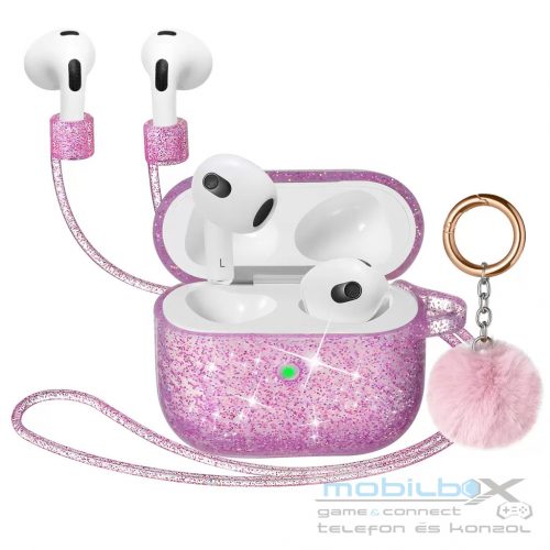 XPRO™ Apple Airpods 3 csillámos szilikon tok pink