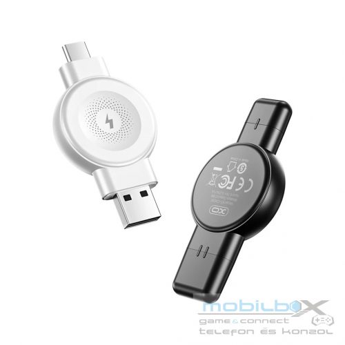 XO vezeték nélküli Apple Watch töltő QI CX026 USB+USB-C 2,5W fehér