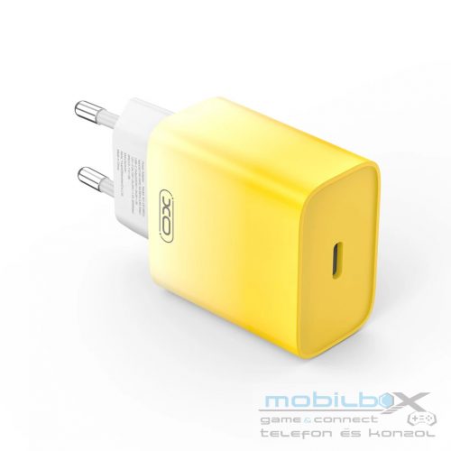 XO fali töltő CE18 PD 30W 1x USB-C sárga / fehér