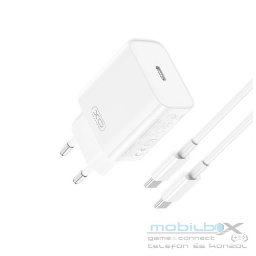 XO CE15 Hálózati Töltő szett PD20W 1*USB-C + USB-C / USB-C Fehér